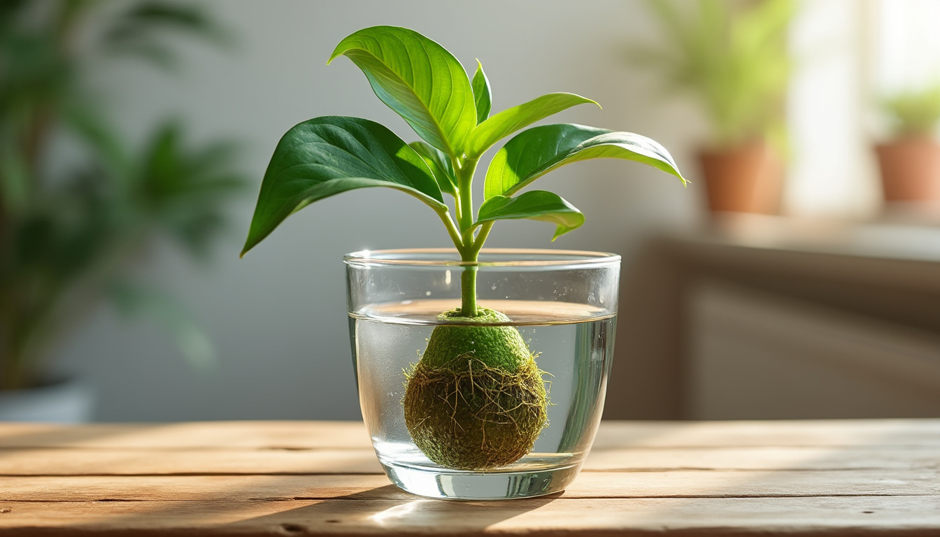 leer stap voor stap hoe je een avocadopit in water kunt kweken en succesvol een avocadoplant thuis kunt laten groeien.