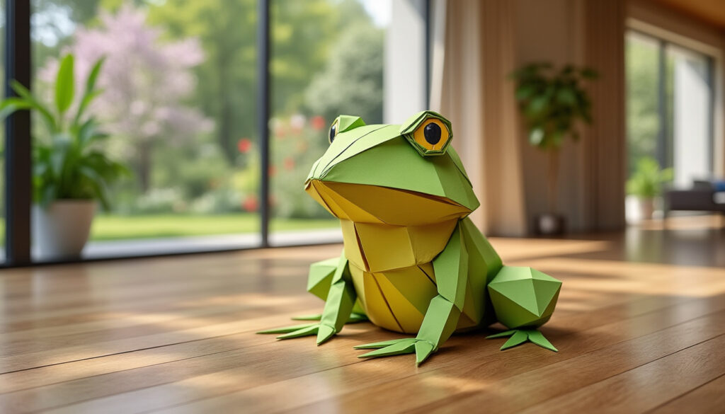 Papieren kikker vouwen origami : Stap voor stap
